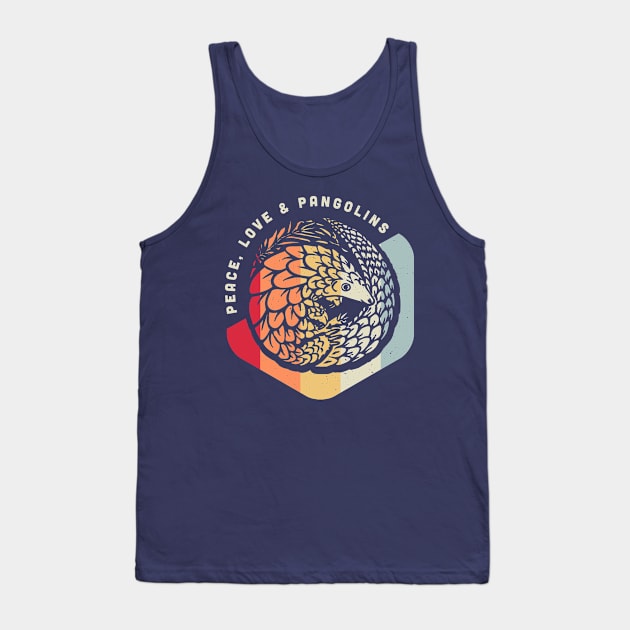 Peace, Love & Pangolins - Vintage Geometric Design Tank Top by bangtees